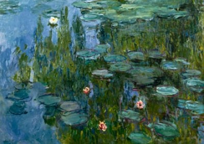 Claude Monet, Seerosen (Impressionismus, Malerei, Seerosen, Wasserpflanzen, Teich, Natur, Schlafzimmer, Wohnzimmer, Wintergarten, Treppenhaus,bunt,Klassiker)