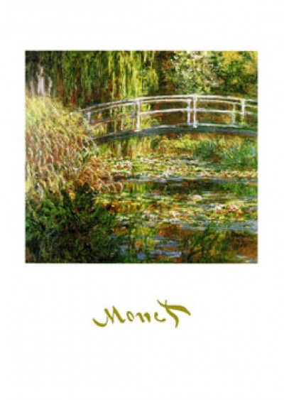 Claude Monet, Seerosen & Japanische Brücke (Impressionismus, Malerei, Seerosen, Wasserpflanzen, Teich, Natur, Brücke, Schlafzimmer, Wohnzimmer, Wintergarten, Treppenhaus, bunt,Klassiker)