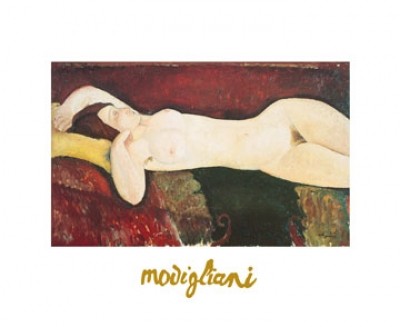 Amedeo Modigliani, Grande Nudo (Akt, Aktmalerei, Liegende, Frau,  Expressionismus, klassische Moderne, Malerei, Schlafzimmer, Wohnzimmer, bunt)