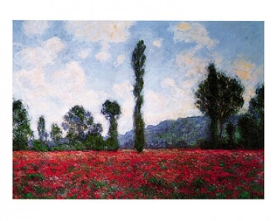 Claude Monet, Field of Poppies (Impressionismus, Malerei, Mohnblumen, Mohnblumenfeld, Blumen, Blüten, Idylle, Frankreich, Schlafzimmer, Wohnzimmer, Wintergarten, bunt,Klassiker)