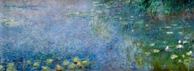 Claude Monet, Seerosen II (Impressionismus, Malerei, Seerosen, Wasserpflanzen, Teich, Natur, Schlafzimmer, Wohnzimmer, Wintergarten, Treppenhaus,bunt,Klassiker)