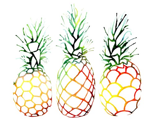 Sam Nagel, Retro Pineapples (Ananas, Exotisch, Früchte, Grafik, Küche, Esszimmer, modern, Wunschgröße)