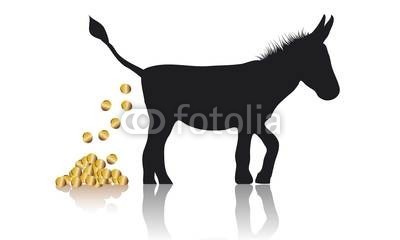 namosh, Goldesel (gold, hausesel, geschichte, rage, abbildung, illustriert, märchen, tier, silhouette, silhouette, hund, holzterrasse, du, knüppel, tasche, märchenbuch, münze, finanzen, finanzkrise, krise, geld, problem)