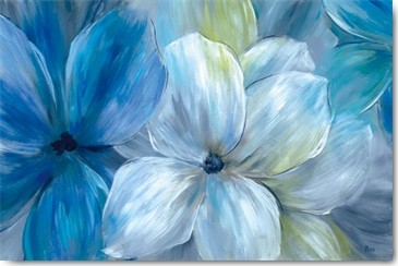 Nan, Morning Glory (Wunschgröße, Malerei, Blüten, Blumen, blaue Blüten, Blütenblätter, Nahansicht, Frische, kühl, Treppenhaus, blau)