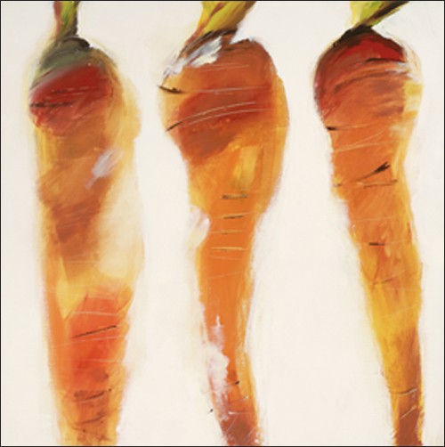 Nathalie Clement, Carottes, 2006 (Modern,Natur,Küche / Gastronomie,Möhren,Flur,Gastronomie,Kantine,Küche,weiß,orange)