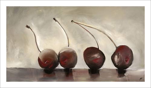 Nathalie Clement, Cerises, 2006 (Modern,Natur,Küche / Gastronomie,Kirschen,Flur,Gastronomie,Kantine,Küche,weiß,rot)