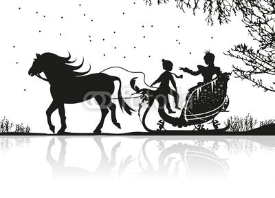 namosh, Die Schneekönigin (märchen, silhouette, rad, pferd, winter, schnee, kidnappen, kuss, eisig, tödlich, schönheit, aufgebracht, gefangener, schattenspiel, theater, landschaft, story, ausschnitt, muster, original, kunst, schatten, spiegelung, könig, eis, geschwiste)