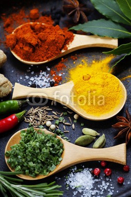 Natalia Klenova, Spices and herbs (gewürz, kraut, essen, asiatisch, indianer, close-up, gericht, pfeffer, paprika, natürlich, kardamom, türkisch, rot, aroma, handvoll, gelb, flavour, ingwer, orange, würze, different, traditionell, flavour, striegeln, close-up, dunkel, holz, kurkum)