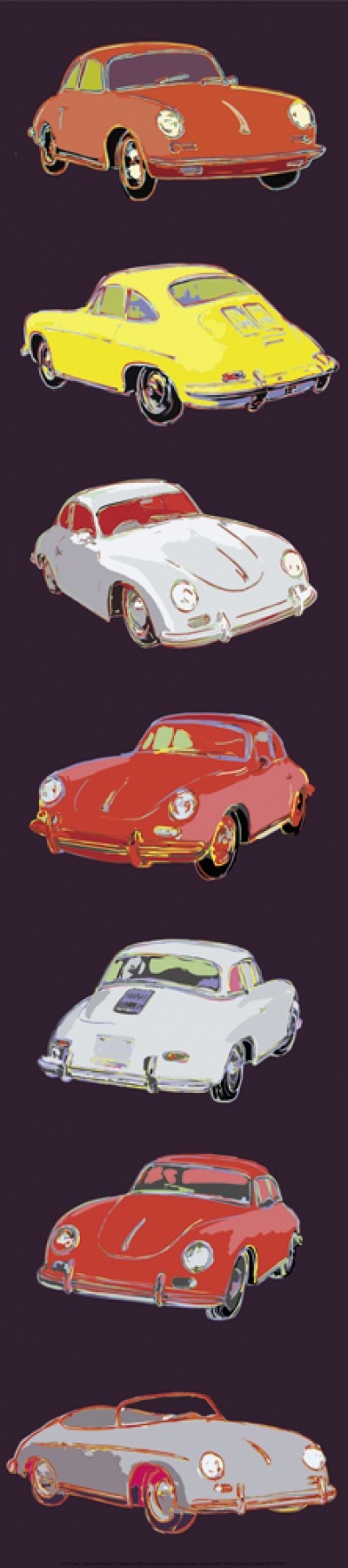 Rod Neer, Porsche 356 portrait (Porsche, Modell 356, Kultauto, Auto, Pop/Op Art, Pop Art, Kult, Vintage, Wohnzimmer, Jugendzimmer, Treppenhaus, bunt)