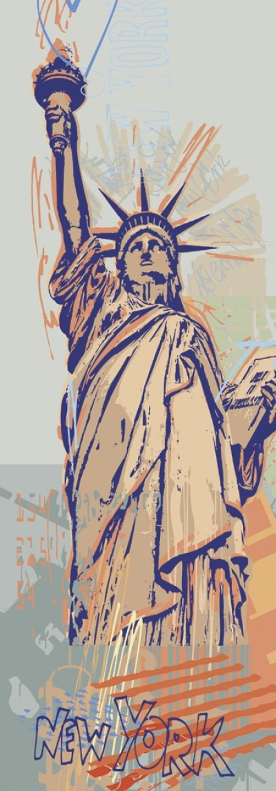 Rod Neer, Statue Of Liberty (Freiheitsstatue, Skulptur, New York, Wahrzeichen, Pop/Op Art, Pop Art, Kult, Vintage, Wohnzimmer, Treppenhaus, Jugendzimmer, bunt)