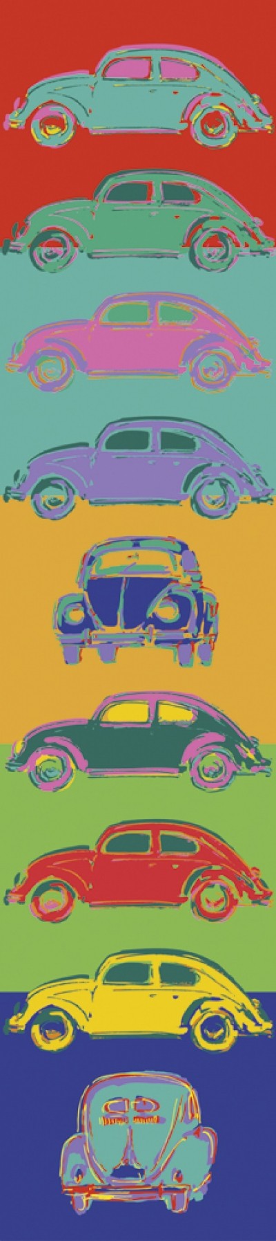 Rod Neer, VW Käfer Variation (Käfer, VW, Volkswagen, Kultauto, Auto, Pop/Op Art, Pop Art, Kult, Vintage, Wohnzimmer, Jugendzimmer, Treppenhaus, bunt)