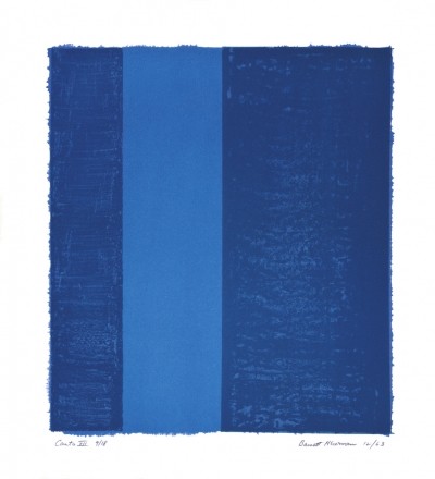 Barnett Newman, Canto VII, 1963 (Farbfeldmalerei, blaue Balken, abstrakter Expressionismus, Kunst der Gegenwart & Moderne, Klassische Moderne, Wohnzimmer, Treppenhaus Büro, blau)