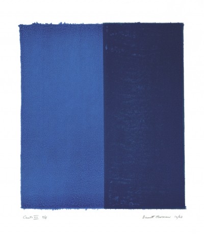 Barnett Newman, Canto VIII, 1963 (Farbfeldmalerei, blaue Balken, abstrakter Expressionismus, Kunst der Gegenwart & Moderne, Klassische Moderne, Wohnzimmer, Treppenhaus Büro, blau)