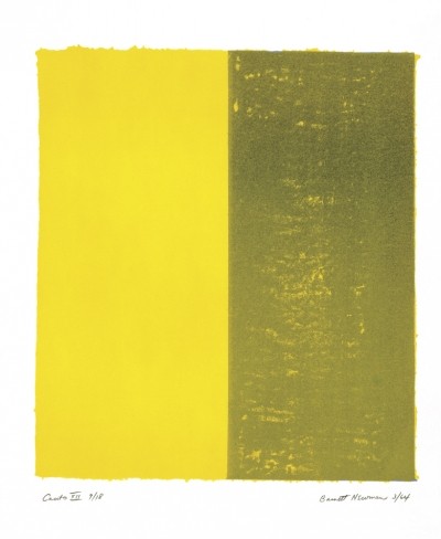 Barnett Newman, Canto XII, 1964 (Farbfeldmalerei, gelbe Balken, abstrakter Expressionismus, Kunst der Gegenwart & Moderne, Klassische Moderne, Wohnzimmer, Treppenhaus Büro, gelb/grau)