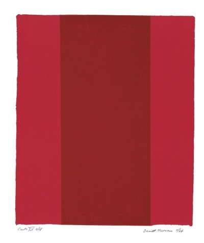 Barnett Newman, Canto XIV, 1964 (Farbfeldmalerei, rote Balken, abstrakter Expressionismus, Kunst der Gegenwart & Moderne, Klassische Moderne, Wohnzimmer, Treppenhaus Büro, rot)