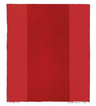 Barnett Newman, Canto XV, 1964 (Farbfeldmalerei, rote Balken, abstrakter Expressionismus, Kunst der Gegenwart & Moderne, Klassische Moderne, Wohnzimmer, Treppenhaus Büro, rot)