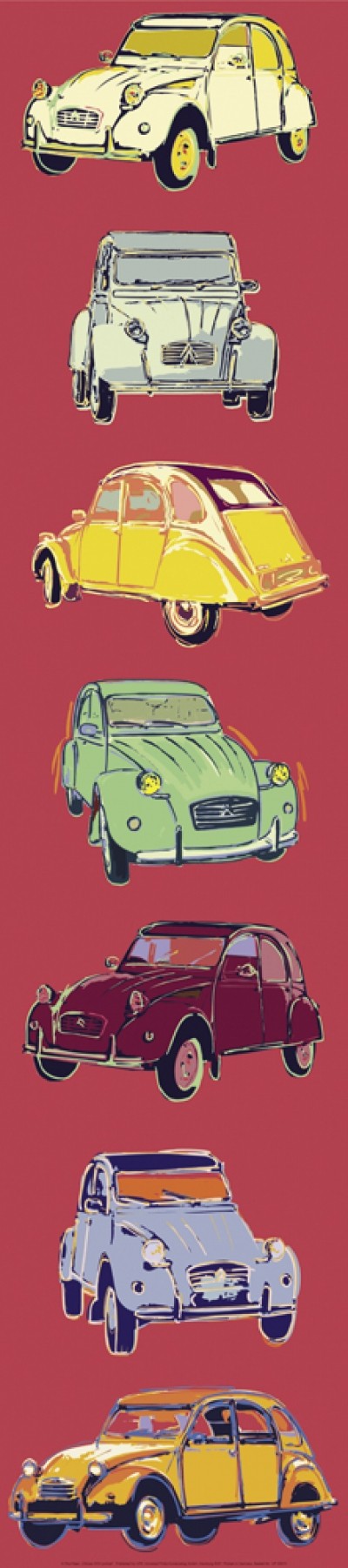 Rod Neer, Citroen 2CV portrait (Ente, Citroen, 2CV, Kultauto, Auto, Pop/Op Art, Pop Art, Kult, Vintage, Wohnzimmer, Jugendzimmer, Treppenhaus, bunt)