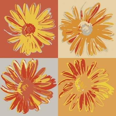 Rod Neer, Pop Blumen II (Blumen, Blüten, Serigrafie, modern, stilisiert, Pop/Op Art, Pop Art, Kult, Vintage, Wohnzimmer, Treppenhaus, Esszimmer, bunt)