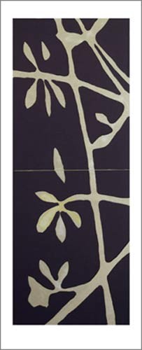 Nicolas Le Beuan Bénic, Ombres I, 2005 (Büttenpapier) (Modern, Malerei, Zeichnung, Abstrakt, Blüten, Blätter, Zweige, Linien, Schatten, weiß / blau)
