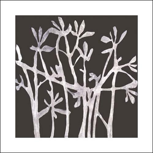 Nicolas Le Beuan Bénic, Sans titre, 2006 (Büttenpapier) (Modern, Malerei, Zeichnung, Abstrakt, Blüten, Blätter, Zweige, Linien, Schatten, weiß / schwarz)