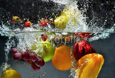 Nmedia, Fruit and vegetables splash into water (obst, frisch, platsch, essen, flüssigkeit, vegetables, diät, wasser, kühl, waschend, gesund, natürlich, ackerbau, äpfel, hintergrund, banane, farbe, colorful, konzept, tau, umwelt, weintraube, grün, zutaten, zitrone, life, natur, objekt, orange, birne, li)