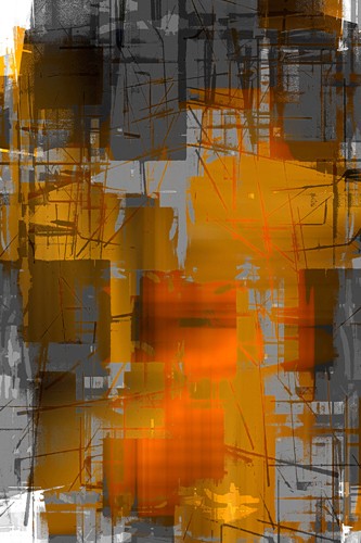 Norm Stelfox, Orange Crush (Abstrakt, Architektur, Gebäude, Farbflächen, modern, Fotokunst, Wunschgröße, Wohnzimmer, Treppenhaus, Büro, Busine, grau/orange)
