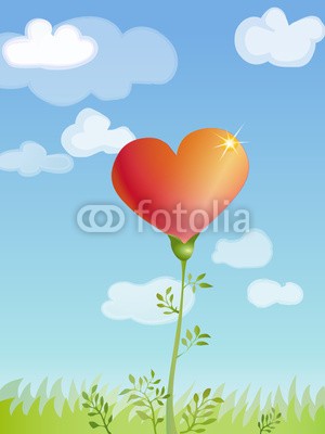 nuvolanevicata, cuore (lieblich, gefühl, herz, verliebt, blume, wiese, frühling, emotion, blühen, blühen, wachsen, wachsen, zeichnung, vektor, himmel, wolken, hintergrund, konzept, idee)