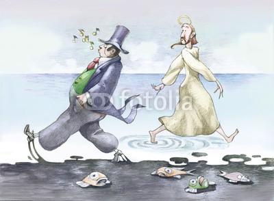 nuvolanevicata, pollution (öl, meer, sarkasmus, ökologie, ozean, wirtschaftliche lage, jesus christus, überraschen, figurine, cartoons, ironie, policy, begutachtung, spaziergang, wasser, fisch, müll, giftig, egoismus, abfluss, katastrophe, umwelt)