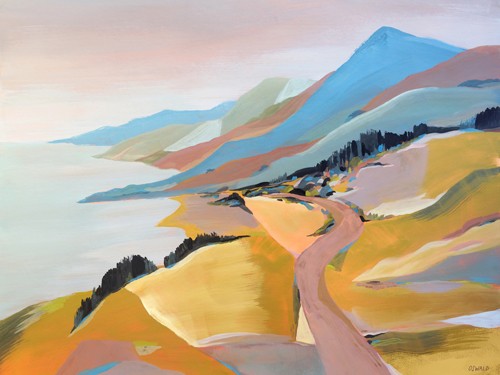 Pete Oswald, Monterey to the Sea (Landschaft, Küste, Steilküste, Meer, Küstenstraße, Monterey, Kalifornien, USA, Malerei, Wunschgröße, bunt)