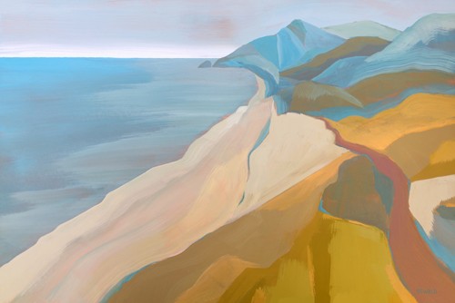 Pete Oswald, Point Mugu (Landschaft, Küste, Steilküste, Meer, Küstenstraße, Point Mugu State Park, Ventura County, Kalifornien, USA, Malerei, Wunschgröße, bunt)