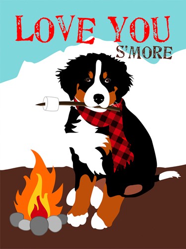 Ginger Oliphant, Bernese Mountain Dog - Love You (Hund, Marshmallow, Grill, Lagerfeuer, Bernhardiner, Plakativ, Grafik, Küche, Treppenhaus, Wunschgröße)