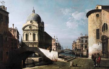 Giovanni Antonio Canaletto, Venezianisches Capriccio (Wunschgröße, Malerei, Venedig, Vedute, Stadtansicht, Städte, Architektur, Kirche, Kanal, Italien, Klassiker, Wohnzimmer, bunt)