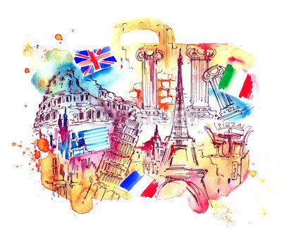 okalinichenko, Attraction countries of the world (attraktion, staat, welt, reisen, architektur, different, szene, kultur, gebäude, horizontale, locations, geschichte, traditionell, verfärbt, abbild, stadt, stil, draußen, landschaftlich, gebaut, strukturen, turm, landen, urbano, urlaub, tourismu)