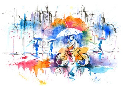 okalinichenko, autumn (herbst, regen, stadt, regenschirm, fahrradfahrer, urbano, radsport, szene, life, verkehr, fahrrad, draußen, nass, straße, person, erwachsen, transport, stadtteil, anblick, business, traditionell, landen, reisen, verkehr, vehikel, straßen, kleidung, stur)