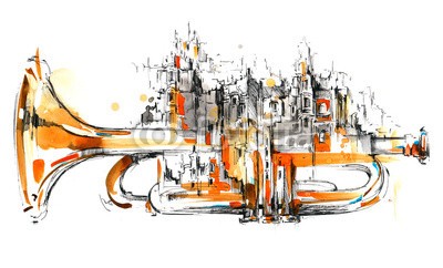 okalinichenko, city (klingen, abbildung, musik, urbano, stadt, ausstattung, kunst, hintergrund, gebäude, abstrakt, szene, life, nacht, licht, revival, dunkel, architektur, musikalisch, vorbereitung, energie, äusseres, saxophon, trompete, melodie, modern, nett, ruhig, too)