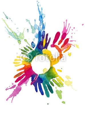 okalinichenko, colorful hands (leute, menschlich, hand, business, finger, symbol, gruppe, gemeinde, kreis, miteinander, hintergrund, global, beeindruckend, peace, zeichen, arm, gestreift, familie, mühelos, tinte, schutz, rahmen, mithilfe, kunst, ablaufverfolgung, effekt, hintergrun)