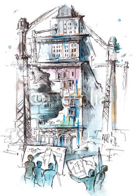 okalinichenko, construction (gebäude, konstruktion, himmel, maschinerie, gebaut, strukturen, business, entwicklung, industrie, ingenieurwesen, ausstattung, architektur, kräne, site, turm, verfärbt, äusseres, betätigung, urbano, platz, maschine, szene, working, stahl, lif)