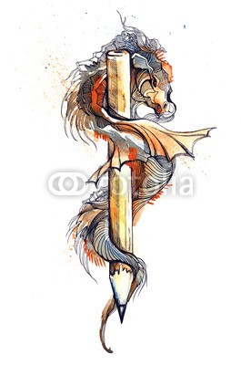 okalinichenko, creative pencil (drache, stift, menschlich, malerei, dekoration, abstrakt, kreativität, auf, kunst, sunlight, haustier, tier, kurve, kopf, malerei, deko, ost, zeichnung, 1, asien, bemalt, reptilien, verfärbt, schwanz, körper, auge, mund, gesicht, groß, lang, fabelhaf)