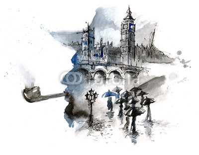 okalinichenko, England (england, plot, verregnet, stadt, silhouette, sherlock, london, urbano, szene, life, regenschirm, reisen, leute, business, locations, mann, bewölkt, person, hintergrund, wasser, gehend, touristen, besinnung, architektur, gruppe, draußen, straße, tur)
