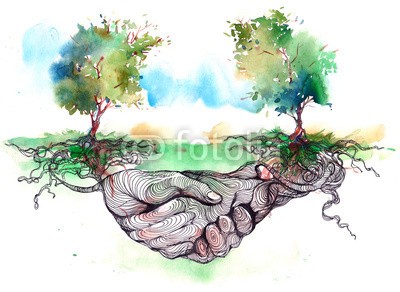 okalinichenko, friendship (freundschaft, baum, wurzel, freundlich, händedruck, leaf, zuwachs, lebensstil, natur, menschlich, grün, hand, anblick, business, life, symbol, traditionell, kunst, verzweigt, konzept, kultur, pflanze, moving, hintergrund, botanik, ideen, anfang, wurze)