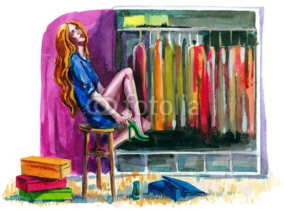okalinichenko, girl in cloakroom trying on shoes (kleidung, kabinett, weiblich, frau, qualifizieren, blond, abspecken, vorbereitung, hängend, business, gewand, garniert, jahreszeit, verfärbt, beschreibend, haare, aufbau, gepflegt, variationen, sandalen, fessel, alltag, abbild, kostüm, idyllisch, schu)