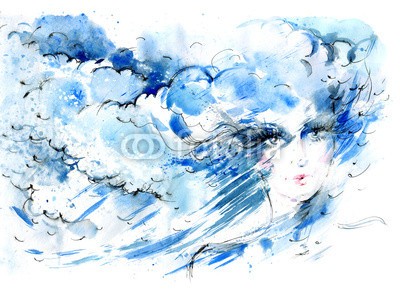 okalinichenko, glamorous girl (mädchen, frisur, ähnlich, wolken, gesicht, haare, menschlich, wolken, erwachsen, freiheit, leute, weiblich, eleganze, frau, jung, lang, schönheit, schöner, 1, vorstellung, abbildung, modellieren, kopf, gestalten, hübsch, auge, lebensstil, blau, perso)