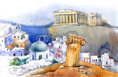 okalinichenko, Greece (griechenland, akropolis, alt, klassik, kultur, griechen, architektur, athen, niemand, sonne, vergangenheit, stadt, urlaub, himmel, europa, reisen, reiseziel, kolonne, tempel, uralt, anblick, horizontale, marmor, traditionell, verfärbt, korinther, abbil)