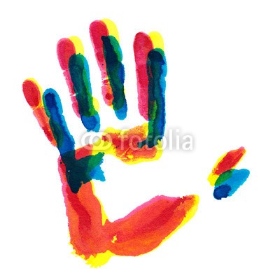 okalinichenko, hand print (beeindruckend, menschlich, malen, hand, fingerabdruck, finger, kunst, kind, malerei, individualität, effekt, abbild, identität, spaß, nachwuchs, bemalt, recht, zivil, durcheinander, ethnie, kindergarten, überwachung, fremdenfeindlichkeit, leut)