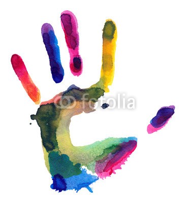okalinichenko, hand print (beeindruckend, menschlich, malen, hand, fingerabdruck, finger, kunst, kind, malerei, individualität, effekt, abbild, identität, spaß, nachwuchs, bemalt, recht, zivil, durcheinander, ethnie, kindergarten, überwachung, fremdenfeindlichkeit, leut)