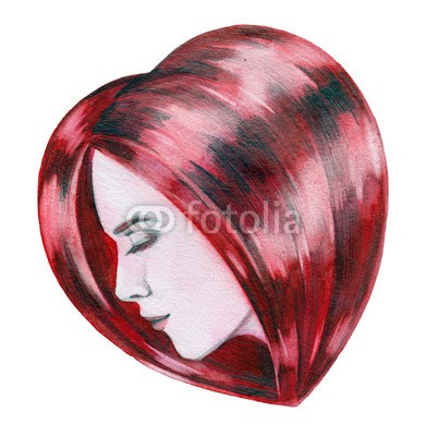 okalinichenko, heart hair style (profile, menschlich, isoliert, jungfrau, ín, weiß, konzept, zeichen, symbol, leute, beruhigt, liebe, geformt, abbildung, schutz, frau, methode, pflege, gesicht, liebende, schönheit, weiblichkeit, haare, herz, eleganze, sinnlichkeit, szene, schöne)