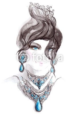 okalinichenko, jewelry (frau, gestalten, halskette, schöner, haare, lang, glamour, weiblich, kopf, auge, lächeln, schönheit, verführerisch, weiblich, 1, jung, blau, gesichtsfarbe, diamant, sexy, frau, person, reich, sinnlichkeit, sex, brünett, sparkles, teuer, wohlstan)