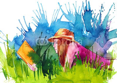 okalinichenko, reading on the grass (erwachsen, kunst, attraktiv, schöner, bücher, sorgenlos, fröhlich, hübsch, tage, daunen, ausbildung, weiblich, frei, spaß, mädchen, gras, grün, fröhlichkeit, freudig, abbildung, isoliert, lawn, gelehrsamkeit, leisure, lying, wiese, natur, drauße)