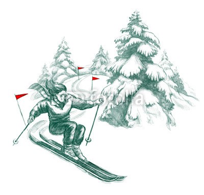 okalinichenko, skier woman (frau, skiläufer, aktion, betätigung, alpine, alps, athlet, blau, fröhlich, kalt, wettbewerb, reiseziel, downhill, energie, aufgaben, extrem, freiheit, spaß, abbildung, abbild, leisure, weiblich, mann, bewegung, berg, malerei, leute, person, pole, pulve)