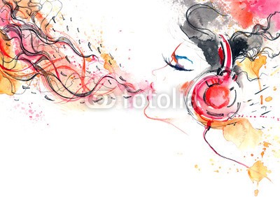 okalinichenko, sound of music (kunst, klingen, studio, kopfhörer, ausstattung, aufnahme, musik, unterhaltung, audio, disko, abbildung, dj, mann, record, life, männlich, künstler, variationen, konzept, lauschend, person, erwachsen, 1, entwerfen, stil, scheibe, musiker, moder)
